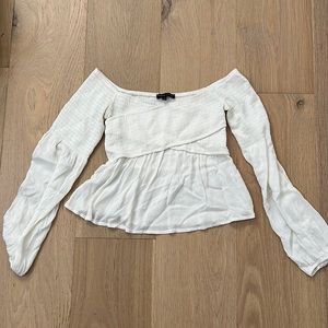 Kendall + Kylie off the shoulder smocked top